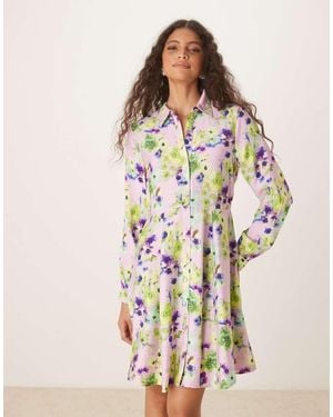 Y.A.S Flippy Hem Mini Shirt Dress - Multicolour