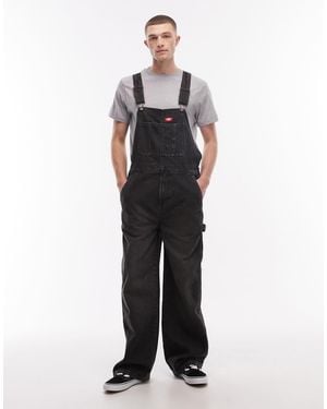 Dickies Loose Denim Dungarees - Black
