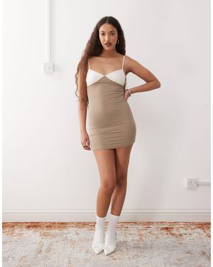 Motel Dalsher Lace Detail Cami Mini Dress - Natural