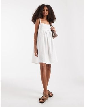 ONLY Cotton Mini Dress With Lace Detail - White