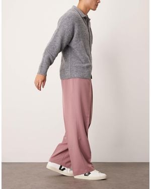 ASOS Smart Wide Leg Pants With Front Pleat - Pink