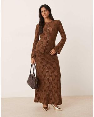 Pretty Lavish Lace Cardigan Co-ord - Brown