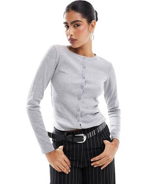 Stradivarius Ribbed Jersey Cardigan - Gray