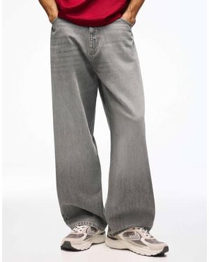 Bershka Bestickte neobarrel-jeans - Grau