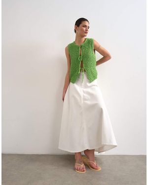 TOPSHOP Denim Maxi Front Yoke Skirt - White