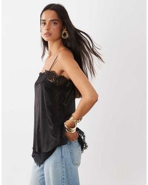 Vero Moda Satin Lace Cami Top - Black