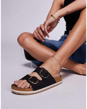 South Beach Double Buckle Espadrille Sandals - Blue