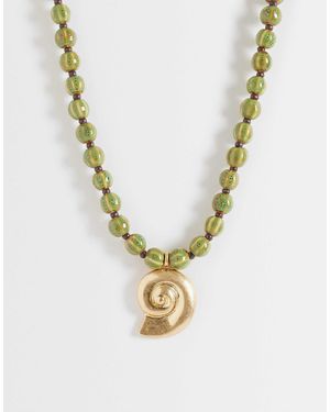 Mango Sea Shell Beaded Necklace - Metallic