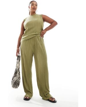 Vero Moda Plisse Trouser Co-ord - Green