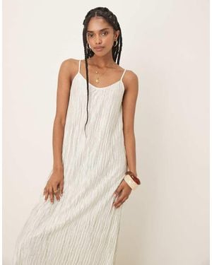 Vila Plisse Cami Maxi Slip Dress - Natural