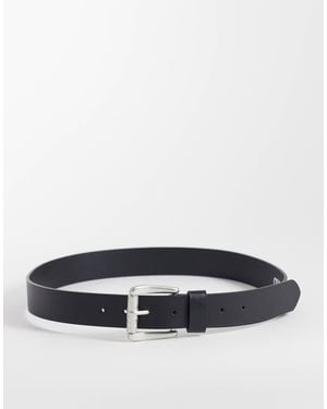 ASOS Faux Leather Belt With Embossed Silver Buckle - Gray