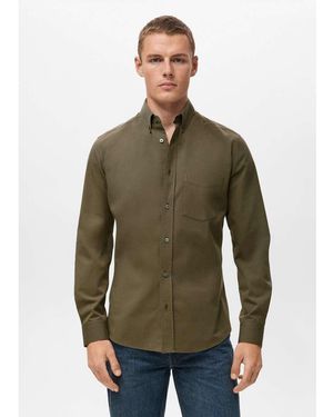 Mango Camicia Classica Kaki - Verde