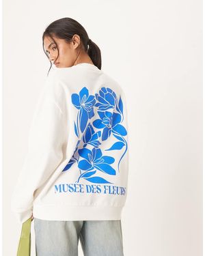ASOS Oversized Sweat With Floral Art Graphic - Blue