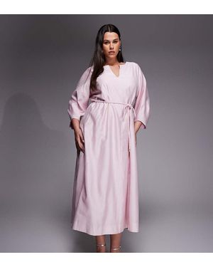 Forever New Vestido Midi Rosa Con Detalle De Costuras De - Morado