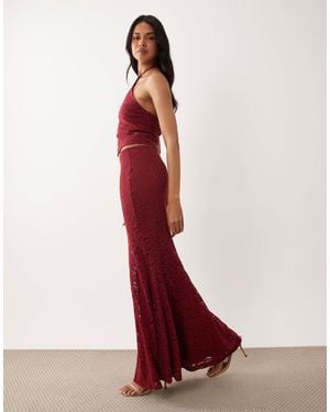 ASOS Co-Ord Lace Fishtail Maxi Skirt - Red