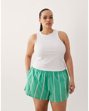 ASOS Asos Design Curve Bold Striped Pajama Boxer Shorts - Green