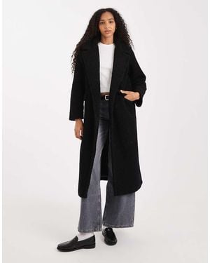 Threadbare Borg Maxi Coat - Black
