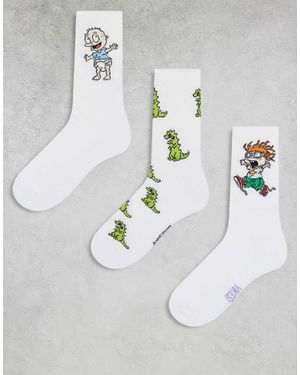 ASOS 3 Pack Socks With Rugrats Graphic - Grey