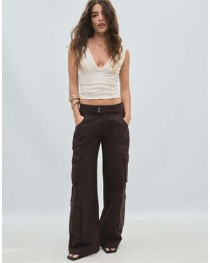 Stradivarius Straight Cargo Trousers - Brown