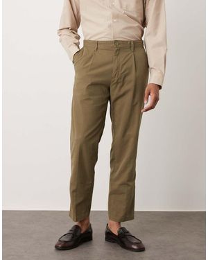 Mango Cotton Mix Pleat Front Tailored Trouser - Natural
