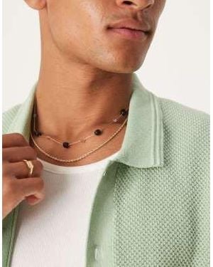 ASOS Festival Mixed Floating Chips And Chain 2 Pack Necklace - Green