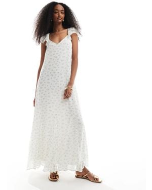 Vero Moda Smilla Flutter Sleeve Ankle Dress - White