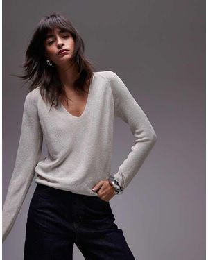 Mango Maglione Con Scollo A V - Grigio