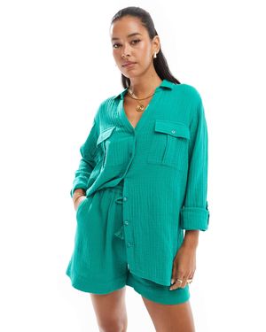 Accessorize – langärmliges strandhemd - Blau