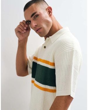 BLKVIS Waffle Knitted Wool Mix Polo Shirt - Multicolour