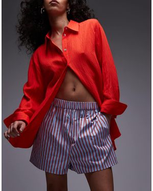 TOPSHOP Stripe Boxer Short - Red