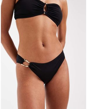 Vero Moda Brazilian Bikini Briefs With Molten Gold-tone Hardware - Black