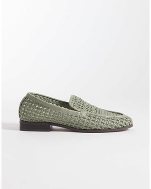 ASOS Melva Woven Clean Round Toe Loafers - Green