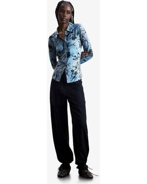 Desigual Flocked Top - Blue