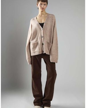 Glamorous Button-Front V-Neck Cardigan - Natural