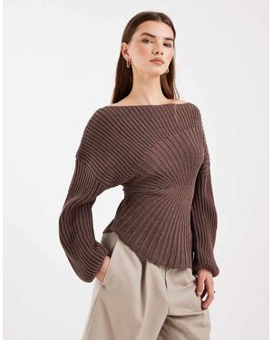 ASOS Jersey Plisado Con Cintura Entallada De Punto De - Marrón