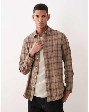 SELECTED Checked Long Sleeved Shirt - Brown
