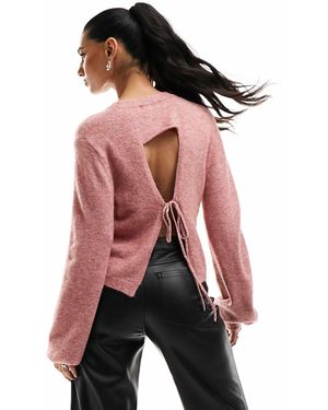 Aria Cove Open Back Wide Sleeve Sweater - Black
