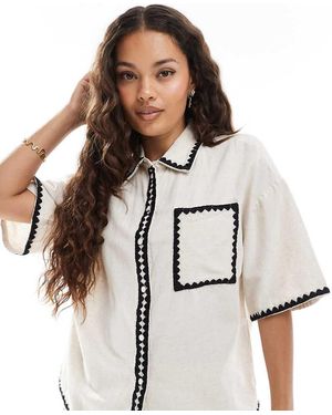Vero Moda Oversized Shirt Co-ord With Contrast Stitching - White
