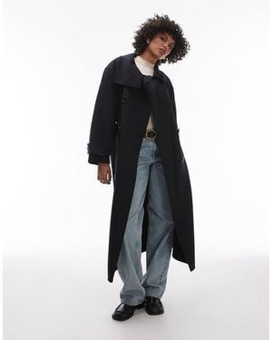 Mango Capsule Longline Wool Coat - Blue