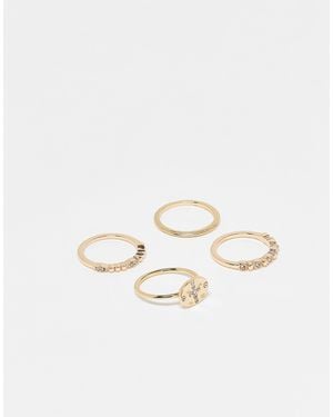 ASOS Multi-pack Of Rings With Mixed Designs - Natural