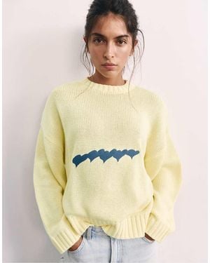 Pull&Bear Oversize Heart Jumper - Yellow