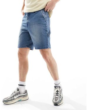 ADPT Loose Fit Denim Cargo Shorts - Blue