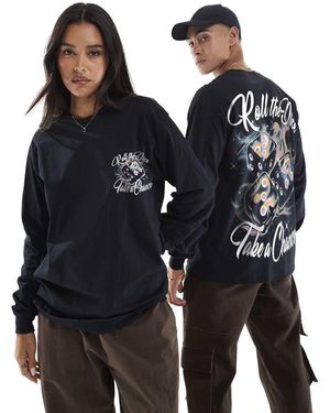 PRNT Roll The Dice Cosmic Long Front Print And Back Print Long Sleeve T-Shirt - Blue