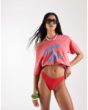 Reclaimed Vintage Cheeky Hipster Bikini Bottoms - Red