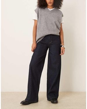 Vila Freya High Waist Wide Leg Jeans - Blue