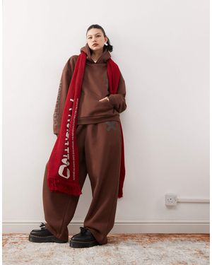 Collusion Heavyweight Logo Relaxed Trackies - Red