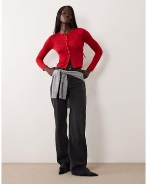 Vero Moda High-rise wide-leg-jeans aus dunkelem denim - Rot