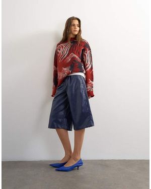 TOPSHOP Croc Faux Leather Bermuda Short - Multicolour