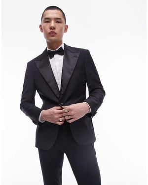 TOPMAN Skinny Premium Wool Rich Tux Jacket - Blue