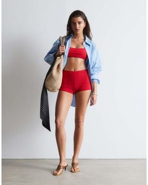 & Other Stories Mix And Match Crinkle Bikini Shorts - Red
